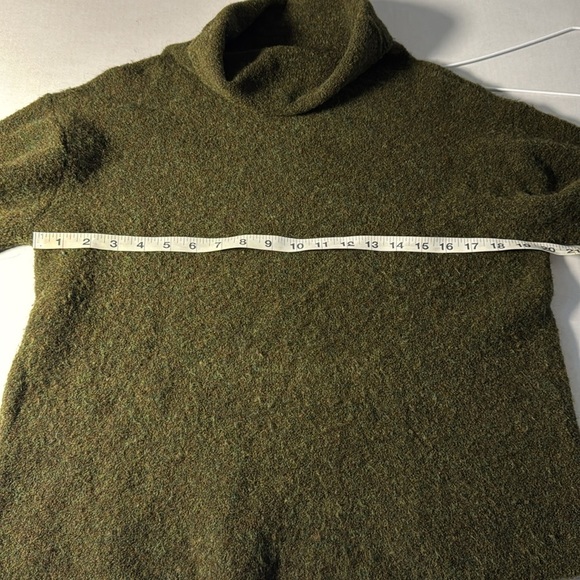 Eileen Fisher wool/alpaca/nylon/spandex green turtleneck sweater Petite Medium - Picture 5 of 6